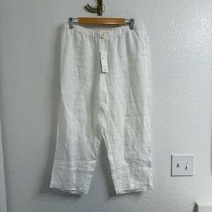 Eileen Fisher 100% Organic Linen White Cropped Pant Size Medium BNWT